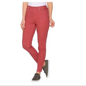Denim & Co classic waist stretch jean in deep berry, sz 2XP